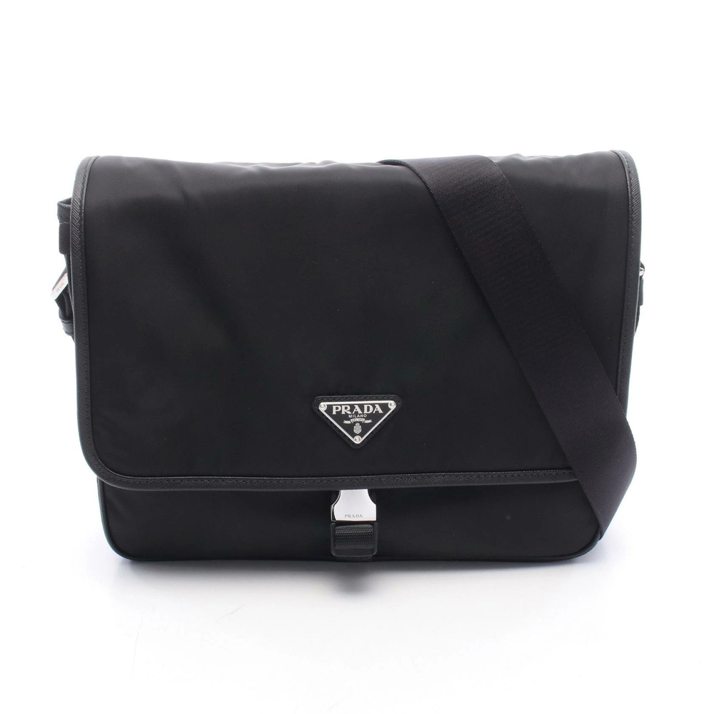 Prada Vela Tessuto Messenger Crossbody Bag Black